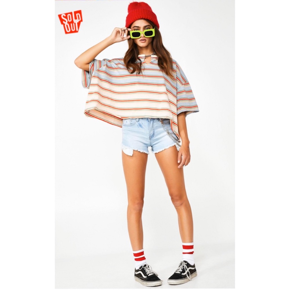 Dolls Kill Oversized Grunge Stripe Crop